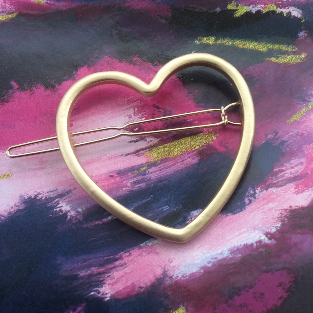 Minimalist Gold Heart Cutout Barrette Hair Clip